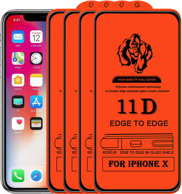 Roxel Edge To Edge Tempered Glass for Apple iPhone X(Pack of 4)