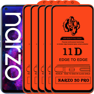 Roxel Edge To Edge Tempered Glass for Realme Narzo 30 Pro(Pack of 5)