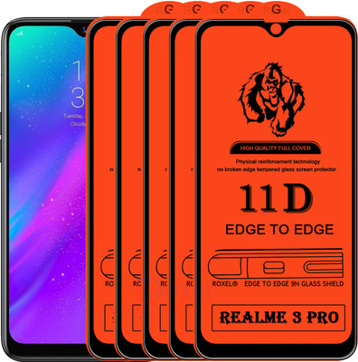 Roxel Edge To Edge Tempered Glass for Realme 3 Pro(Pack of 5)