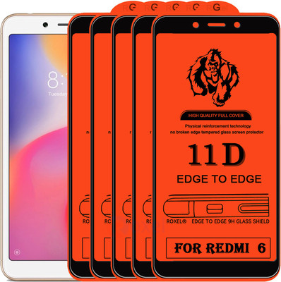 Roxel Edge To Edge Tempered Glass for Mi Redmi 6(Pack of 5)