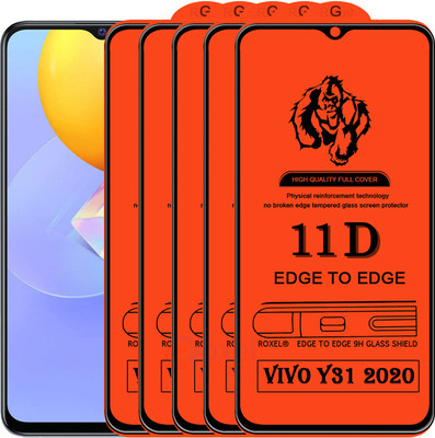 Roxel Edge To Edge Tempered Glass for Vivo Y31 2020(Pack of 5)