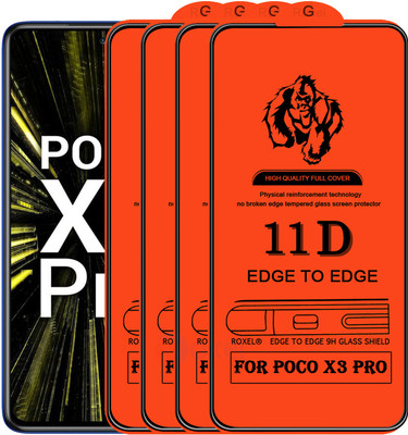 Roxel Edge To Edge Tempered Glass for Poco X3 Pro(Pack of 4)