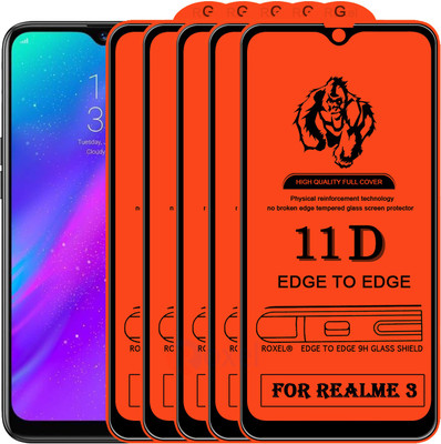 Roxel Edge To Edge Tempered Glass for Realme 3(Pack of 5)