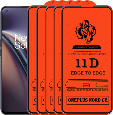 Roxel Edge To Edge Tempered Glass for Oneplus Nord CE 5G(Pack of 5)