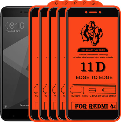 Roxel Edge To Edge Tempered Glass for Mi Redmi 4X(Pack of 5)