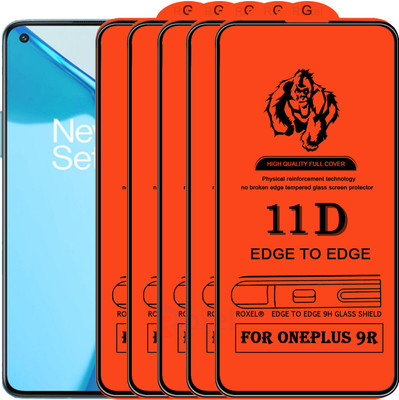 Roxel Edge To Edge Tempered Glass for Oneplus 9R(Pack of 5)