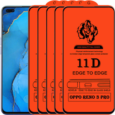Roxel Edge To Edge Tempered Glass for Oppo Reno 3(Pack of 5)