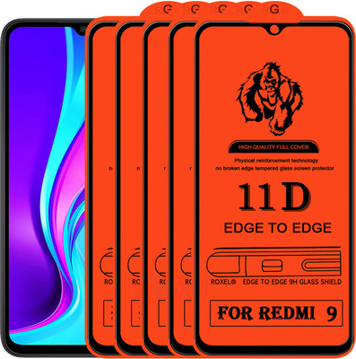 Roxel Edge To Edge Tempered Glass for Redmi 9(Pack of 5)