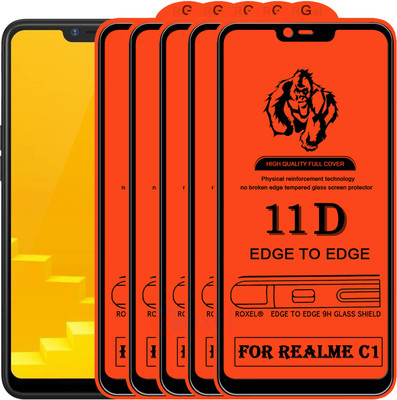 Roxel Edge To Edge Tempered Glass for Realme C1(Pack of 5)