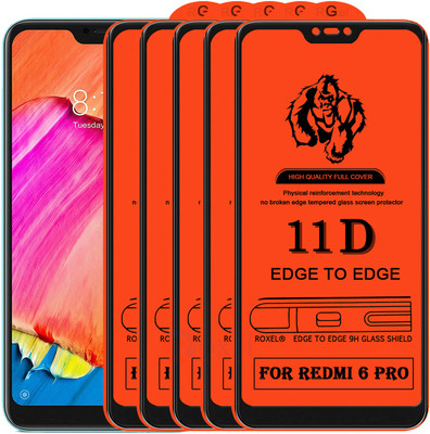 Roxel Edge To Edge Tempered Glass for Mi Redmi 6 pro(Pack of 5)