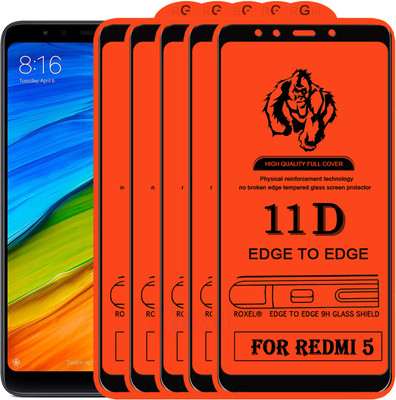 Roxel Edge To Edge Tempered Glass for Mi Redmi 5(Pack of 5)