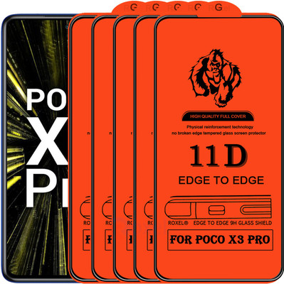 Roxel Edge To Edge Tempered Glass for Poco X3 Pro(Pack of 5)