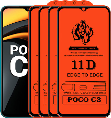 Roxel Edge To Edge Tempered Glass for Poco C3(Pack of 4)