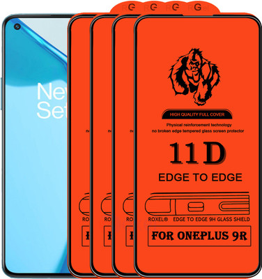 Roxel Edge To Edge Tempered Glass for Oneplus 9R(Pack of 4)
