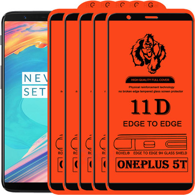 Roxel Edge To Edge Tempered Glass for OnePlus 5T(Pack of 5)