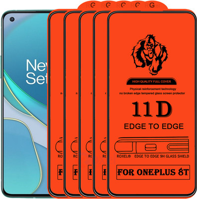 Roxel Edge To Edge Tempered Glass for Oneplus 8T(Pack of 5)