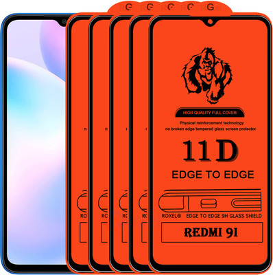 Roxel Edge To Edge Tempered Glass for Redmi 9I(Pack of 5)