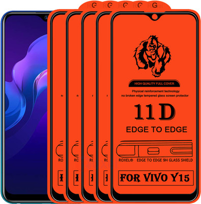 Roxel Edge To Edge Tempered Glass for Vivo Y15(Pack of 5)