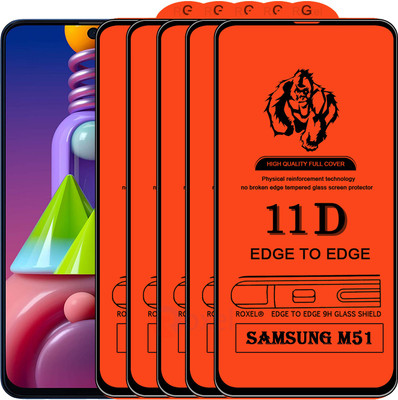 Roxel Edge To Edge Tempered Glass for Samsung M51(Pack of 5)