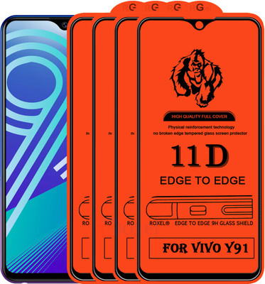Roxel Edge To Edge Tempered Glass for Vivo Y91(Pack of 4)