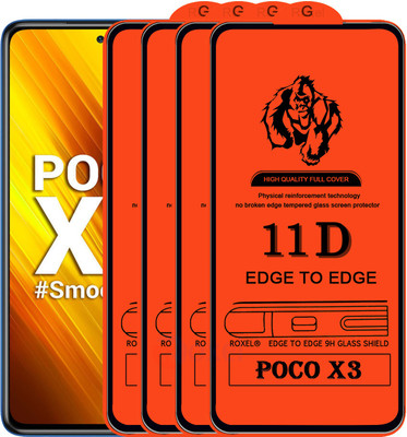 Roxel Edge To Edge Tempered Glass for Poco X3(Pack of 4)