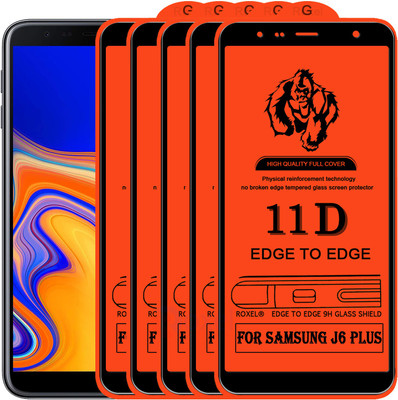 Roxel Edge To Edge Tempered Glass for Samsung J6 Plus(Pack of 5)