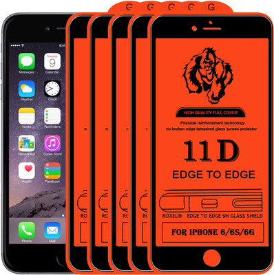 Roxel Edge To Edge Tempered Glass for Apple iPhone 6(Pack of 5)