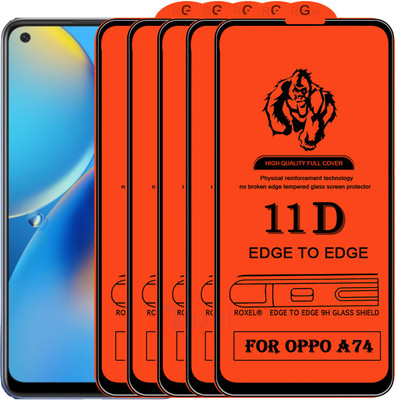 Roxel Edge To Edge Tempered Glass for Oppo A74(Pack of 5)