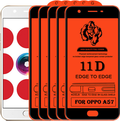 Roxel Edge To Edge Tempered Glass for Oppo A57(Pack of 5)