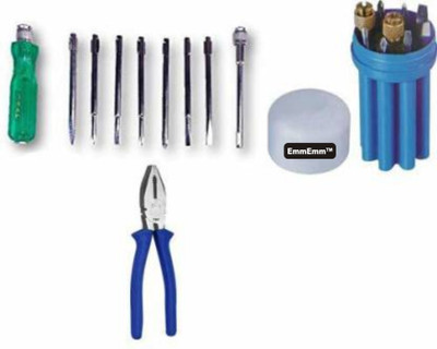 EmmEmm Combo of 8 in 1 Screw Driver Set + 8 Inch Combination Plier Standard Screwdriver Set(Pack of 10)