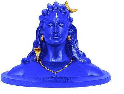 FOBHIYA Lord Shiva in Dhyana Mudra Adiyogi Shiv Murti Idol Figurine Showpiece, Car Dashboard, Gift & Puja, Office Décor Decorative Showpiece  -  13 cm(Polyresin, Blue)