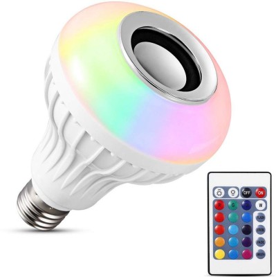 RECTITUDE ™ Led Bulb with Bluetooth Speaker Music Light Bulb B22 LED White + RGB Light Ball Bulb Colorful Lamp with Remote Control for Home, Bedroom, Living Room, Party Decoration Smart Bulb 3 W Bluetooth Speaker(White, Stereo Channel)