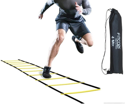 Fitcozi 4 Mtr Ladder Speed Ladder(Black, Yellow)
