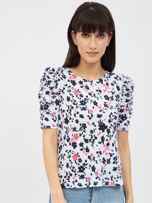 Harpa Basics Casual Printed Women White Top