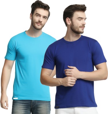 Diwazzo Solid Men Round Neck Reversible Light Blue, Blue T-Shirt
