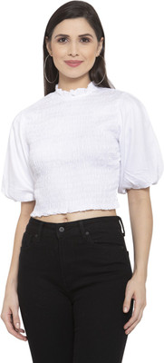 Style Quotient Casual Self Design Women White Top