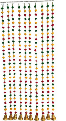 TATHAGATA Collections Handmade Red Yellow Green Strings Pom Pom for Door,Wall Hanging Navratri,Wedding (3FT , 5 Strings) Toran(Wool)