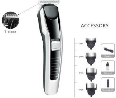 Generaltraders H T C AT - 538 Professional Rechargeable Hair Clipper  Runtime: 45 min Trimmer for Men(Silver, Black)