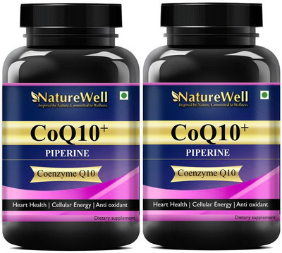 Naturewell Coenzyme (coq10) 120mg with Piperine 5mg for Cardiovascular Health & Energy Ultra(2 x 60 Capsules)
