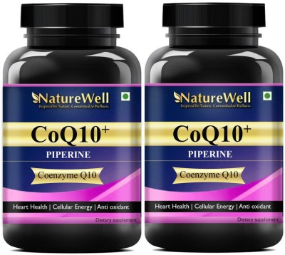 Naturewell Coenzyme (coq10) 120mg with Piperine 5mg for Cardiovascular Health & Energy(2 x 60 Capsules)