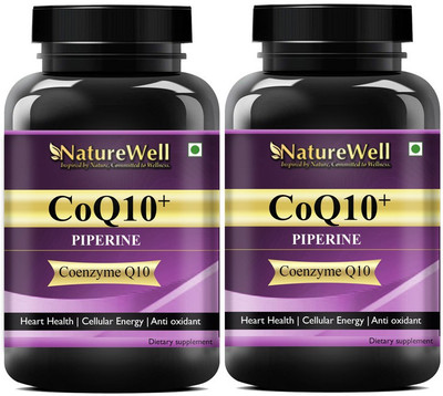 Naturewell Coenzyme Q10 ,COQ10 100mg High Absorption with Piperine & DHA Pro(2 x 60 Capsules)