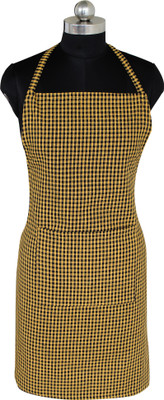Feather Green Cotton Home Use Apron - Free Size(Yellow, Single Piece)