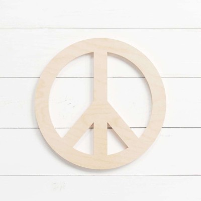 Haoser 10 Pcs Unfinished Wood Blank Peace Sign Shape, 4mm Thick Wooden Cutout for DIY Craft Projects, Hanging Decorations, Panting Pack of 10(0.3 cm X 8 inch, Beige)