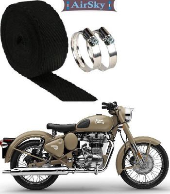 AIRSKY (3 Mtrs) 1 Silencer Wrap With 2 Clamp For Royal_Enfiel_Classic (Pack of 1) Bike Exhaust Heat Shield