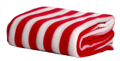 Goyal's Striped Single Fleece Blanket for  AC Room(Polyester, Red)