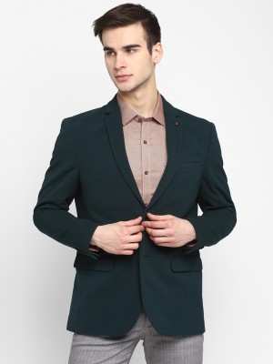 TURTLE Solid Single Breasted Casual Men Blazer(Green)