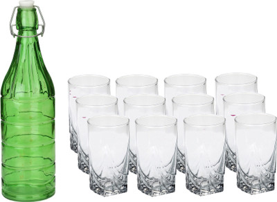 1st Time 1000 ml Glass Bottle(Pack of 13, Green)