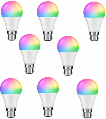 Nightstar 10 W Basic Round B22 LED Bulb(Multicolor, Pack of 8)