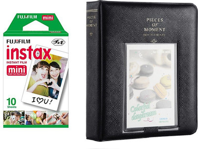 FUJIFILM Instax Mini 10x1 Sheets Instant Film Black Time Album 64 Sheets Film Roll(Yes 800 ISO Pack of 1)
