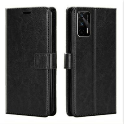 GoPerfect Flip Cover for Realme X7 Max 5G |Leather Finish Flip Cover|Inbuilt Stand & Inside Pockets(Black, Magnetic Case, Pack of: 1)
